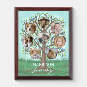Family Photo Collage Tree 8 Pictures + Name Easy Award Plaque