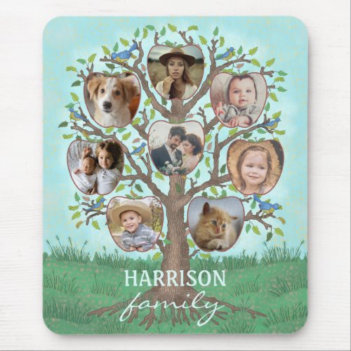 Family Photo Collage Tree 8 Pictures  Name Easy Mouse Pad