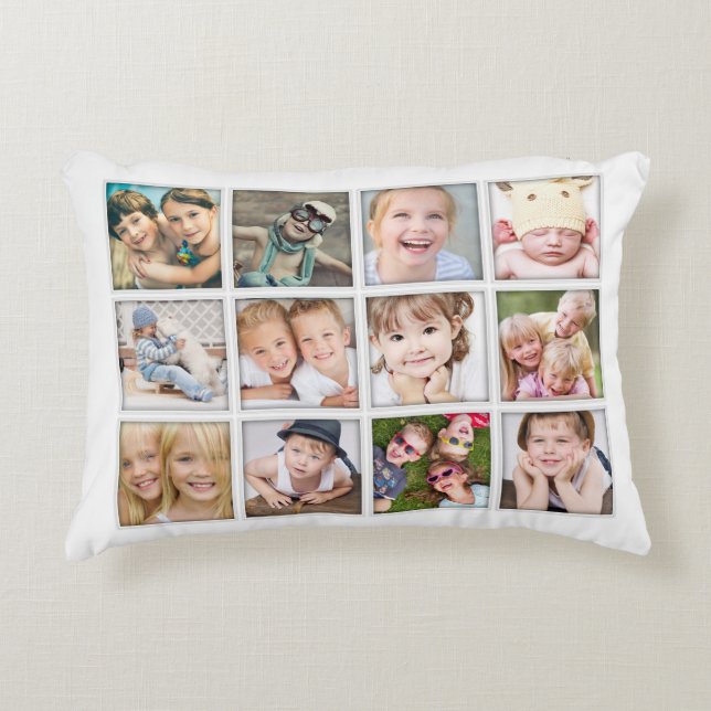 Family Photo Collage Twelve Picture Decorative Pillow (Front)