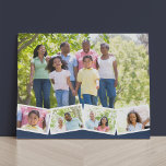 Family Photo Collage w. Zigzag Photo Strip - Blue Faux Canvas Print<br><div class="desc">Personalize this stylish faux canvas with your favorite family photos. The template is set up ready for you to add up to 5 photos. The main photo will be used as the background and the remaining 4 photos will be laid out in a zigzag photo strip along the bottom. This...</div>