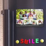 Family Photo Collage w Zigzag Photo Strip Flexible Magnet<br><div class="desc">Create your own photo collage flexible magnet with some of your favorite family photos. The template is set up ready for you to add five photos and your custom text. The sample wording reads "Our Woodland Camping Vacation 20xx" which you can of course edit or delete as you wish. The...</div>