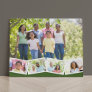 Family Photo Collage w. Zigzag Photo Strip - Green Faux Canvas Print