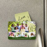 Family Photo Collage w Zigzag Photo Strip Green Magnet<br><div class="desc">Create your own photo collage flexible magnet with some of your favorite family photos. The template is set up ready for you to add five photos and your custom text. The sample wording reads "Our Woodland Camping Vacation 20xx" which you can of course edit or delete as you wish. The...</div>