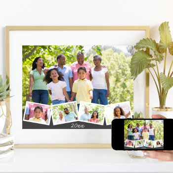 Family Photo Collage W. Zigzag Photo Strip & Year Poster by darlingandmay at Zazzle
