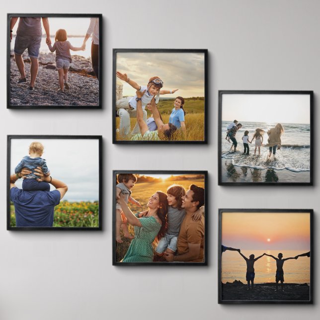 Family Photo Collage Wall Peel And Stick Photo Tile (Front Set)