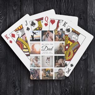 Family Photo Collage WE LOVE YOU Dad Trendy Cool Poker Cards