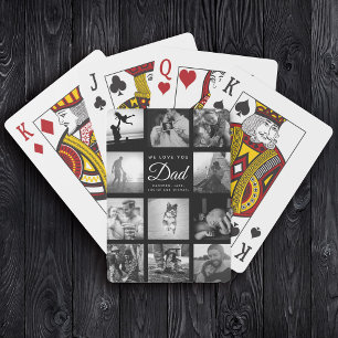 Family Photo Collage WE LOVE YOU Dad Trendy Cool Poker Cards