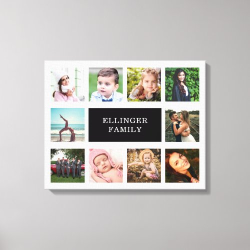 Family Photo Collage White and Black Custom  Canvas Print