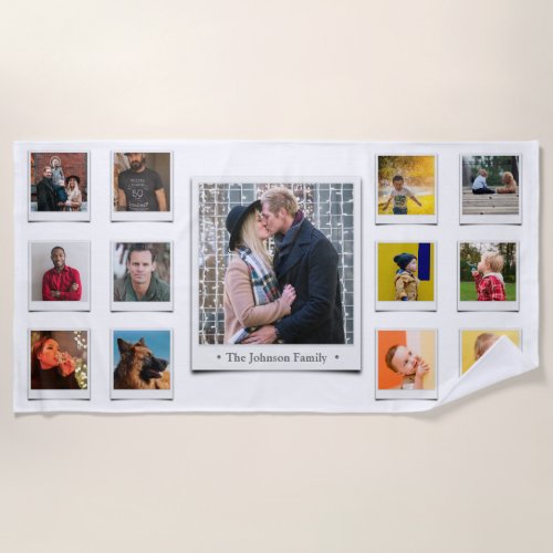 Family Photo Collage White Beach Towel