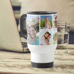 Family Photo Collage with 6 Photos and Custom Text Travel Mug<br><div class="desc">Personalize this handy travel mug with your favorite photos from your family reunion or vacation. The template is set up ready for you to add up to 6 photos, displayed as 2x vertical portrait and 4x square / instagram format. You can also edit (or delete) the sample wording with your...</div>