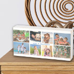 Family Photo Collage with 8 Photos and Custom Text Wooden Box Sign<br><div class="desc">Personalize this handy travel mug with your favorite photos from your family reunion or vacation. The template is set up ready for you to add up to 8 photos, displayed as 4x horizontal landscape and 4x square / instagram format. You can also edit (or delete) the sample wording with your...</div>