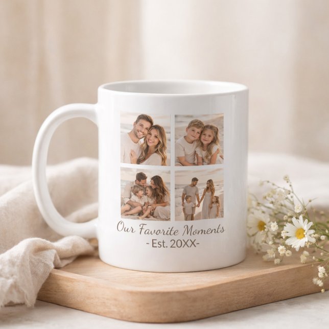 Family Photo Collage with Custom Text Coffee Mug (Creator Uploaded)
