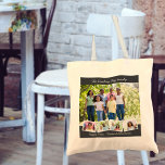 Family Photo Collage with ZigZag Photo Strip Tote Bag<br><div class="desc">This custom tote bag is printed with your favorite photos and custom text. The template is set up ready for you to add up to 5 photos and your family name at the top and custom text at the bottom. The sample wording reads "The Darling-May Family" "Happy Days .. Weekend...</div>