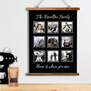 Family Photo Collage Wood Topped Wall Tapestry
