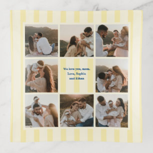 Family Photo Collage Yellow Stripe Trinket Tray