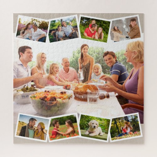 Family Photo Collage Zigzag Photo Strips Square Jigsaw Puzzle