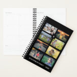 Family photo colllage 8 photos black personalized planner<br><div class="desc">Make your own family photo collage,  8 photos on black background,  planner.
You can add your own photos and name,  monogram and year to create a very unique and personal planner.</div>
