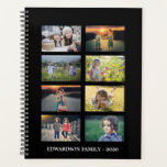 Family photo colllage 8 photos black personalized planner<br><div class="desc">Make your own family photo collage,  8 photos on black background,  planner.
You can add your own photos and text to create a very unique and personal planner.</div>