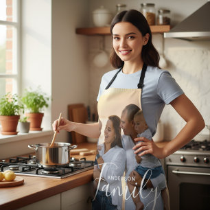 Family Photo Custom Name Kitchen Gift Apron
