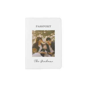 Family Photo Custom Name Minimal Modern Passport Holder