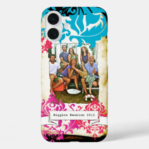 Family Photo Damask Burnt Edge iPhone Case