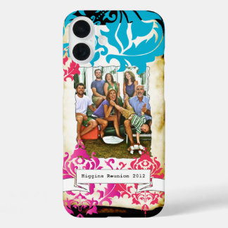 Family Photo Damask Burnt Edge iPhone Case