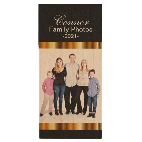 Family Photo Design Template Wood Flash Drive