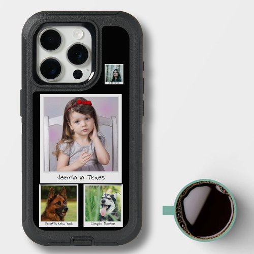 Family Photo Dog Cat Pet Collage Black iPhone 15 Pro Case