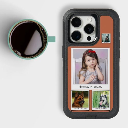 Family Photo Dog Cat Pet Collage Topaz Deep Orange iPhone 15 Pro Case