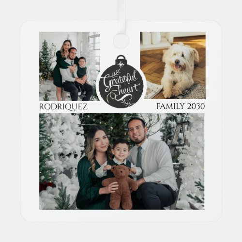 Family Photo Dog Christmas Keepsake Metal Ornament