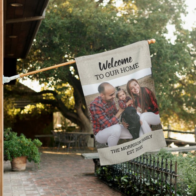 Family Photo Double-Sided Custom Photo Welcome House Flag (In SItu)