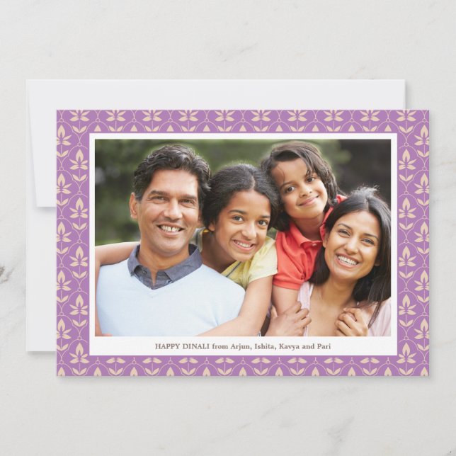 Family Photo Editable Color Happy Diwali Card (Front)