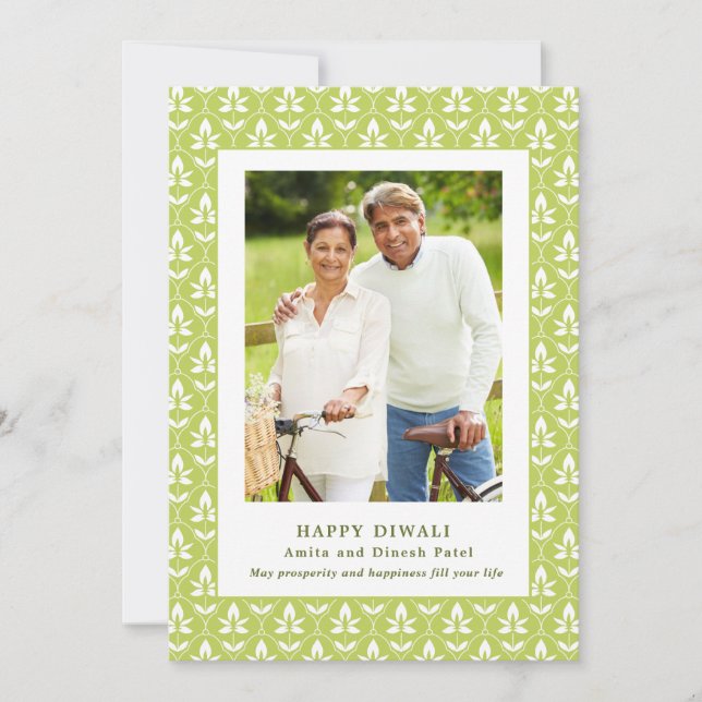 Family Photo Editable Color Happy Diwali Card (Front)