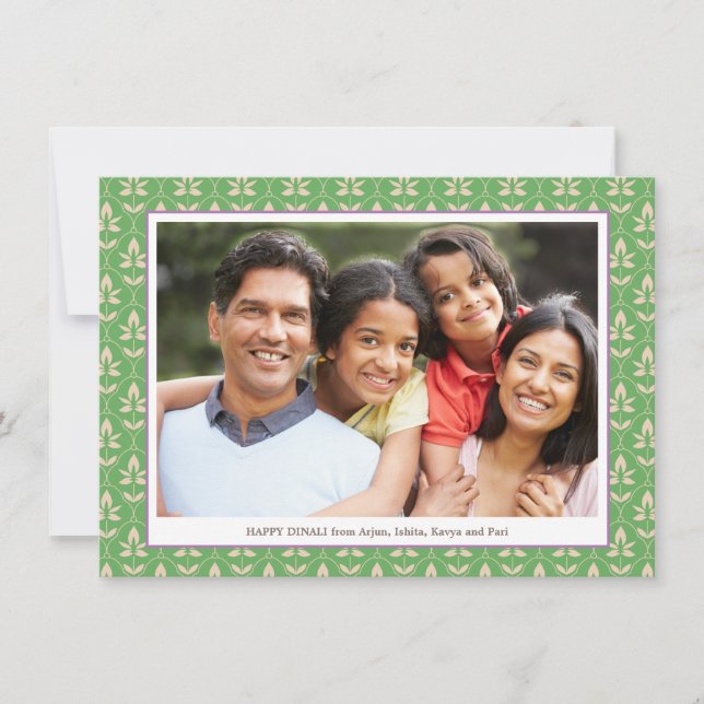 Family Photo Editable Color Happy Diwali Card (Front)