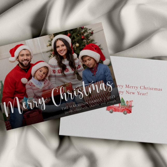 Family Photo Elegant Merry Christmas Holiday Card (Creator Uploaded)