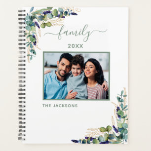 Family photo eucalyptus white elegant 2025 planner
