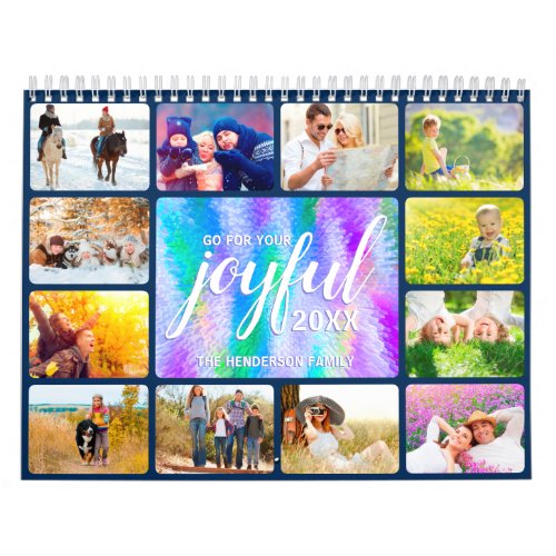 Family Photo Faux Iridescent Holographic 2024 Calendar