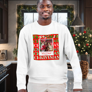 Family Photo Festive Retro Red Green Christmas  Sweatshirt