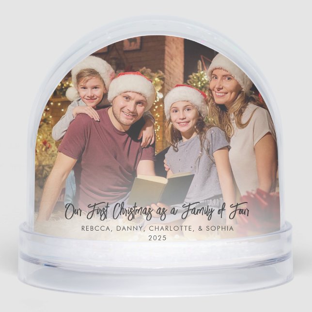 Family Photo First Christmas Holidays Together Snow Globe (Front)
