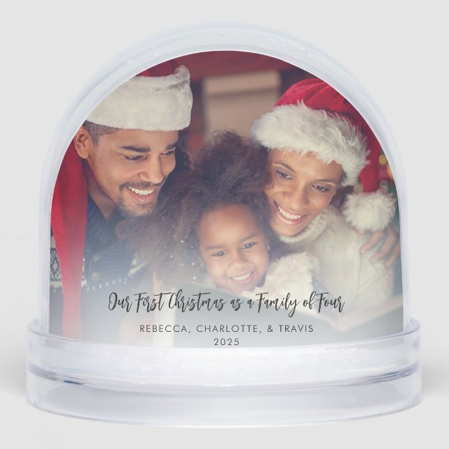 Family Photo First Christmas Together Custom Snow Globe (Front)