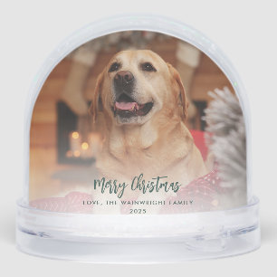 Family Photo First Christmas with Dog Custom Snow Globe