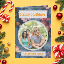 Family Photo Floral Holiday Greeting