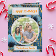 Family Photo Floral Holiday Greeting