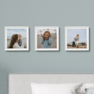 Family Photo Frame Stick on Wall Tiles Set of 3 Peel And Stick Photo Tile
