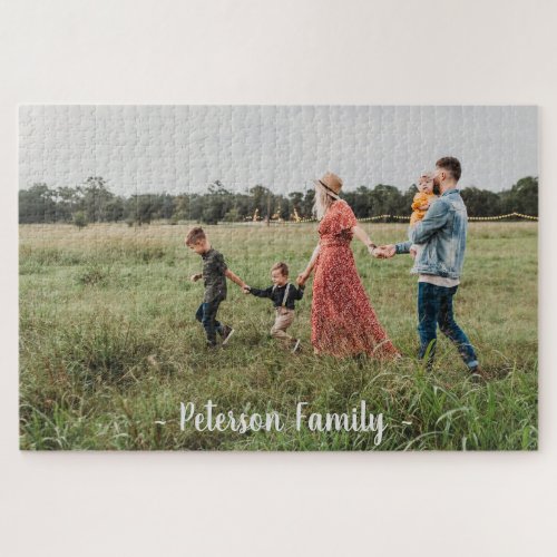 Family Photo Fun Game Night Personalize Name Jigsaw Puzzle