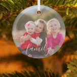 Family Photo Glass Ornament at Zazzle