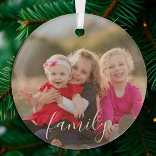 Family Photo Glass Ornament (Creator Uploaded)