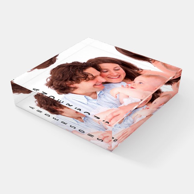 Family Photo Glass Paperweight (Angled)