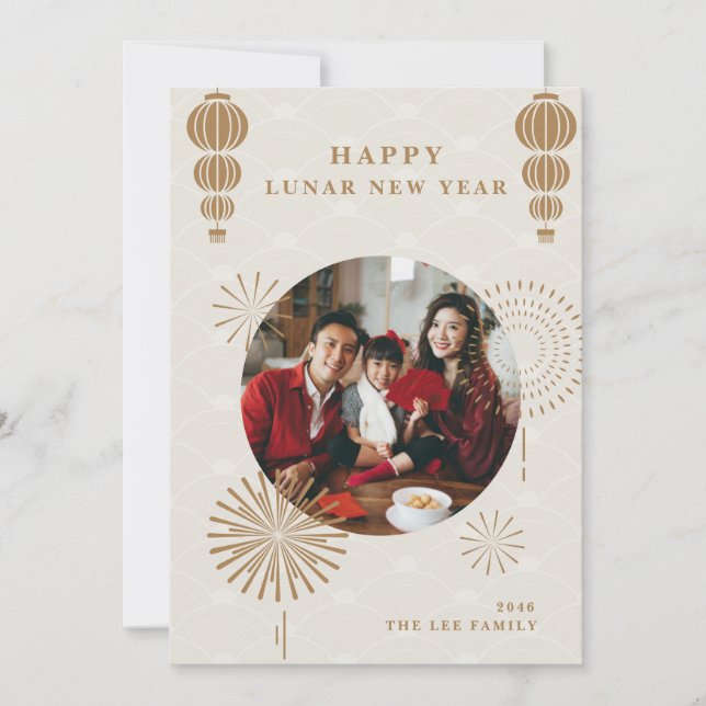 Family Photo Greeting Lunar Chinese New Year Card (Front)