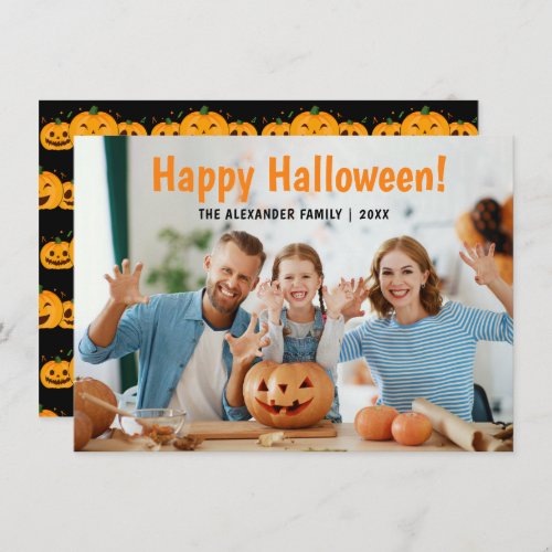 Family Photo Happy Halloween  Note Card